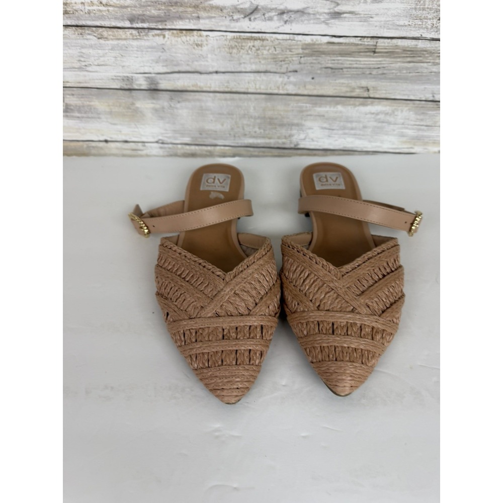 Dolce Vita DV Raffia Pointed Toe Mules  Tan Woven Slides Women's 10 Demi